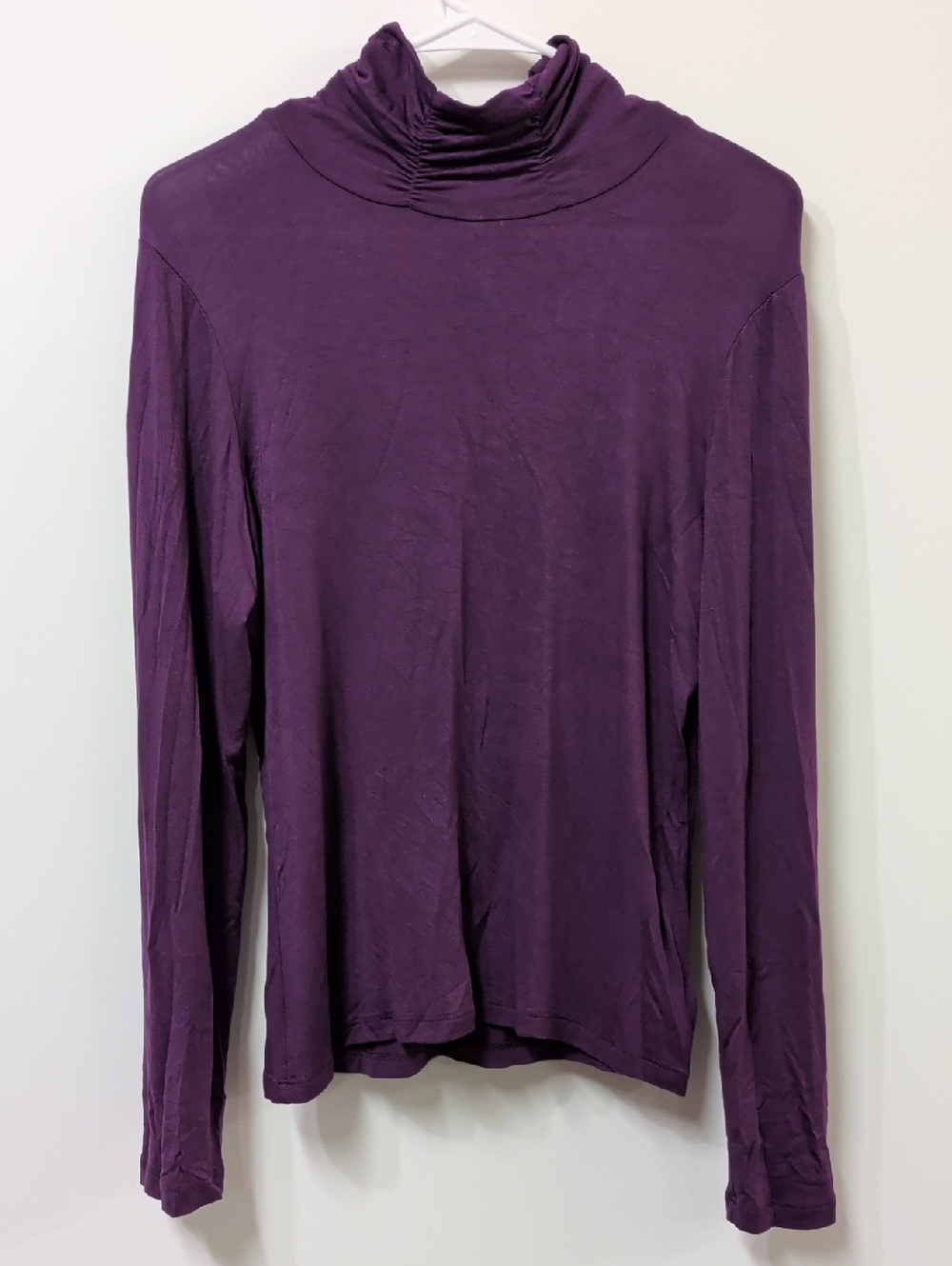 Lea & Nicole Deep Plum Mock Neck Knit Top Size Medium Petite